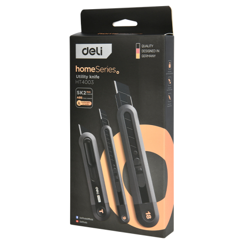 Birotică și Papetărie - Set 3 cuttere negre home series deli