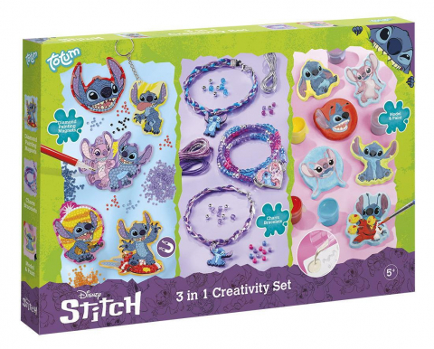 Jucării și Jocuri pentru copii - Set 3 in 1 Stitch - Pictura cu diamante, bratari & figurine