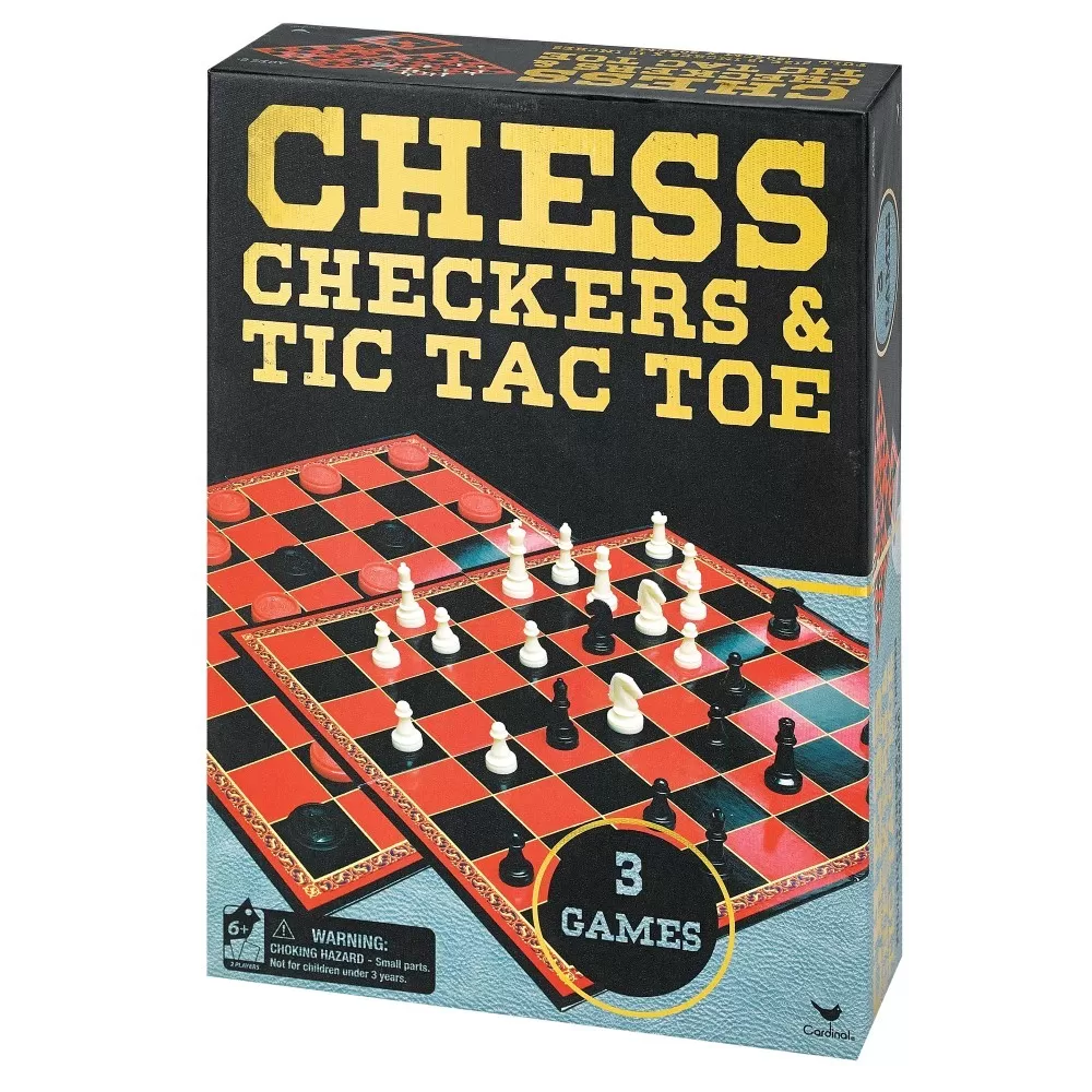 Jocuri de Memorie, Logică, Strategie și Inteligență - Set 3 jocuri in cutie sah dame si tic tac toe