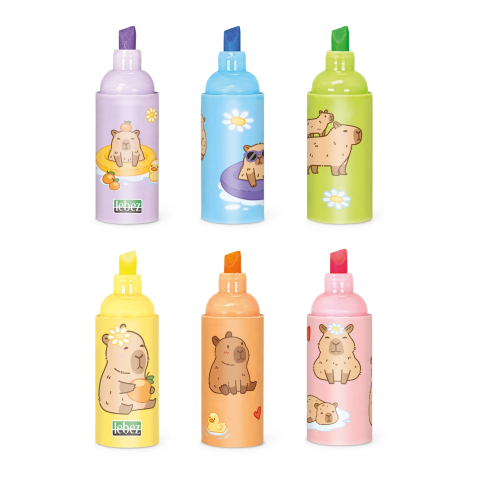 Set 3 mini evidentiatori BeCappy Capibara – in 3 culori pastelate, pret/1 buc [2]