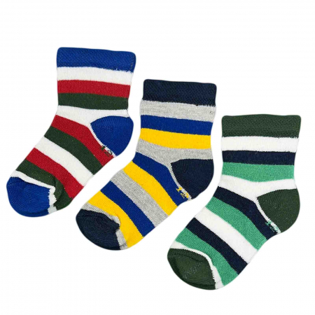 Diversificare si Ingrijire Bebe - Set 3 perechi sosete bebelusi clasice, bumbac, colorate - Micostore.ro