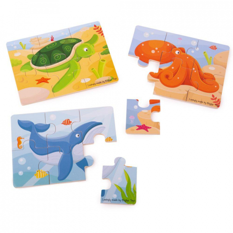 Set 3 puzzle din lemn - Lumea acvatica [1]