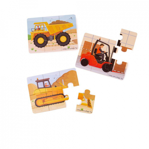 Set 3 puzzle din lemn - Vehicule pentru constructii [2]