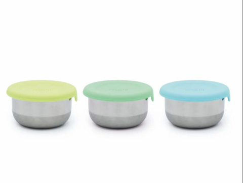 Set 3 recipiente mini inox cu capac silicon, melii, bleu mint lime [0]