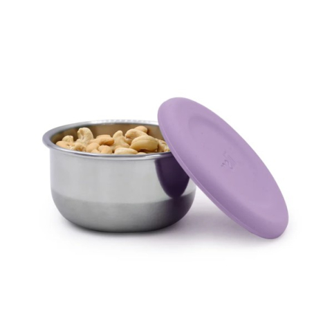 Set 3 recipiente mini inox cu capac silicon, melii, roz mov gri [1]