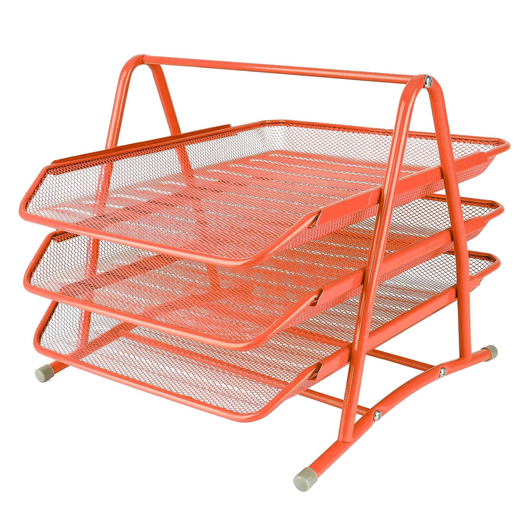 Articole pentru birou - Set 3 tavite birou metal plasa Mas Orange