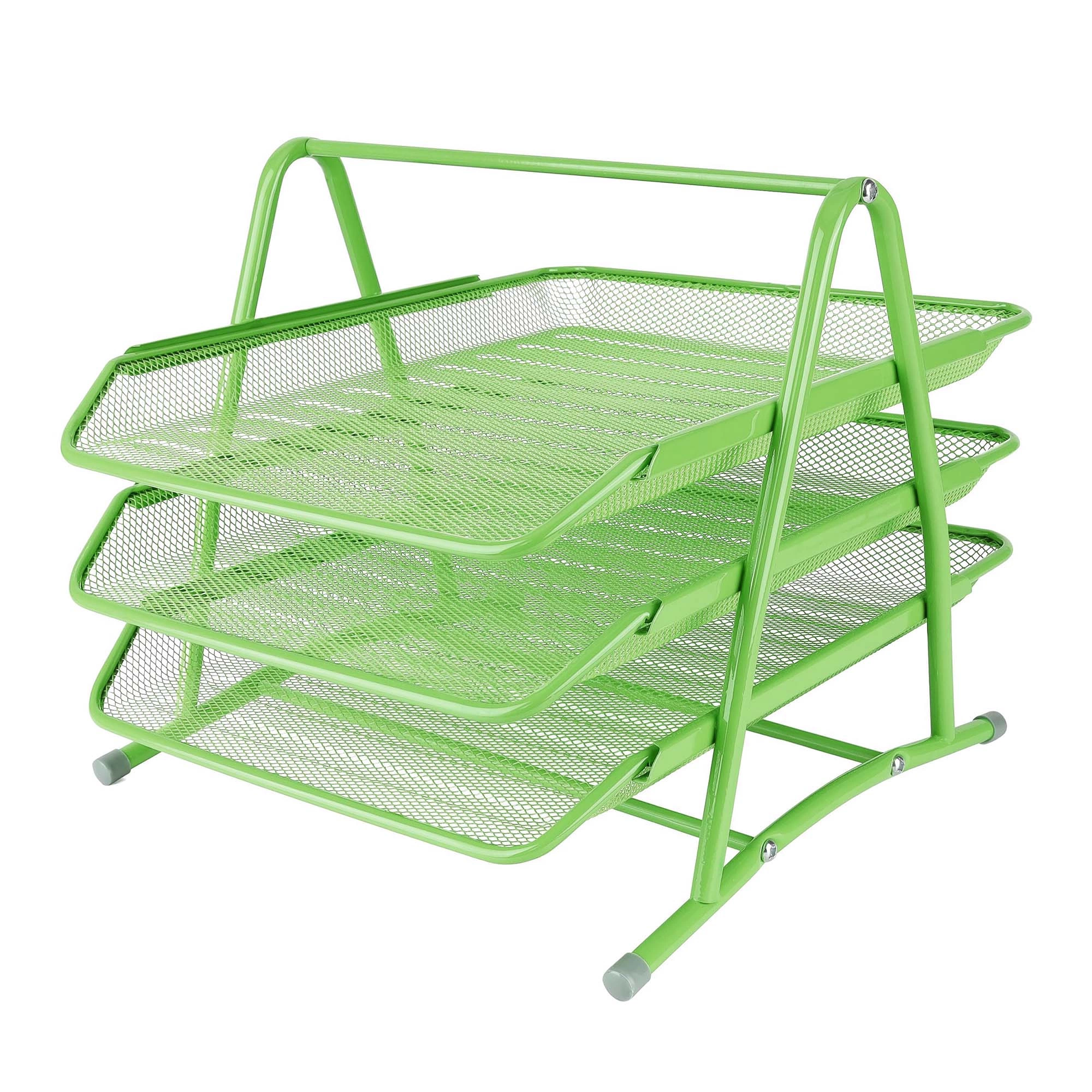 Articole pentru birou - Set 3 tavite birou metal plasa Mas Verde