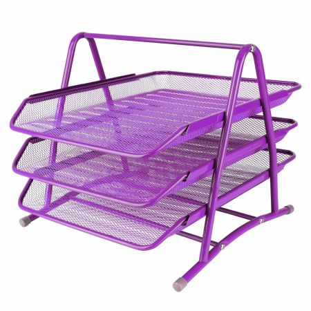 Articole pentru birou - Set 3 tavite de birou metal plasa Mas Mov
