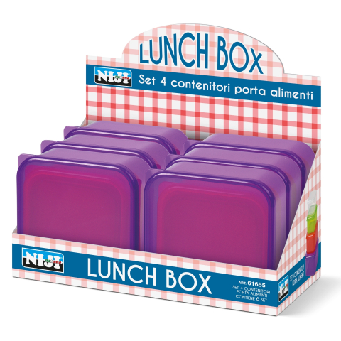 Casă, gradină și bricolaj - Set 4 caserole pranz din tritan transparent (6 seturi/display), copii varsta 1 an+,3 ani+,6 ani+,8 ani+