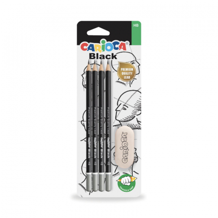 Set 4 creioane cu radiera pentru desene si schite cu mina grafit. [0]