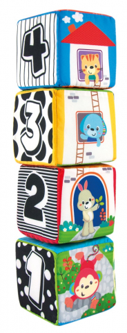 Set 4 cuburi stivuibile din material textil pentru bebelusi, winfun, varsta de la 6 luni la 3 ani [1]