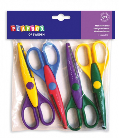 Art & Craft si Artizanat - Set 4 foarfeci Design cu protectie plastic