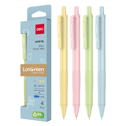 Set 4 pixuri cu mecanism 0.7mm corp pastel albastru longreen plastic reciclat deli [1]