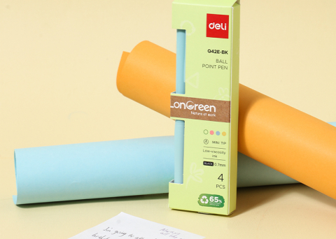 Set 4 pixuri cu mecanism 0.7mm corp pastel negru longreen plastic reciclat deli [2]