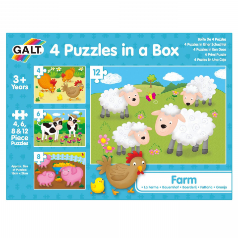 Jucării și Jocuri pentru copii - Set 4 puzzle-uri Animale de la ferma (4, 6, 8, 12 piese)