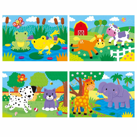 Set 4 puzzle-uri - Animalute (2, 3, 4, 5 piese) [1]