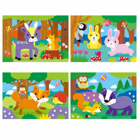 Set 4 puzzle-uri - Animalute din padure (2, 3, 4, 5 piese) [1]