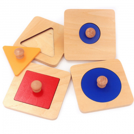 Set 4 buc puzzle incastru din lemn Montessori cu forme geometrice. [1]