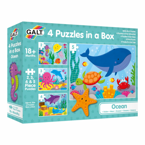Jucării și Jocuri pentru copii - Set 4 puzzle-uri  - Oceanul vesel (2,3,4,5 piese)