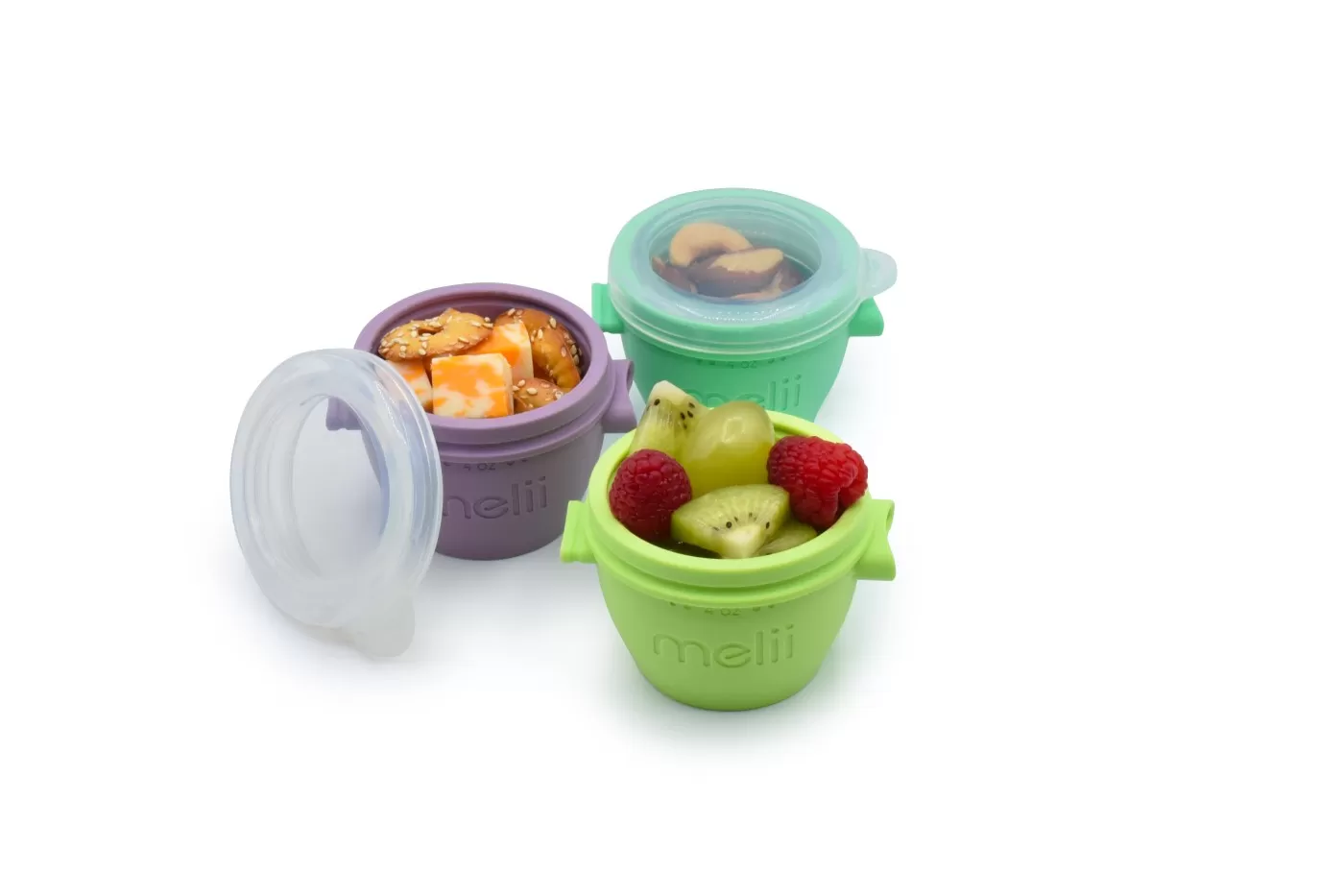 Seturi de hranire - Set 4 recipiente silicon Snap & Go, Melii, 118 ml, varsta de la 6 luni la 6 ani