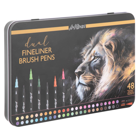 Rechizite Școlare - Set 48 fineliner /varf pensula  Grafix