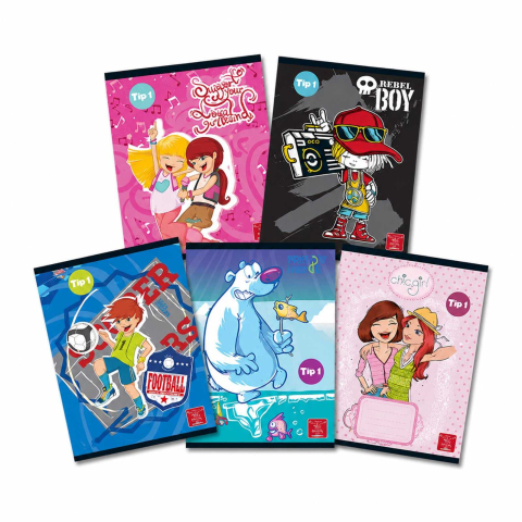 Caiete - Set 5 x Caiet Tip 1, A5, 24 File pentru elevi