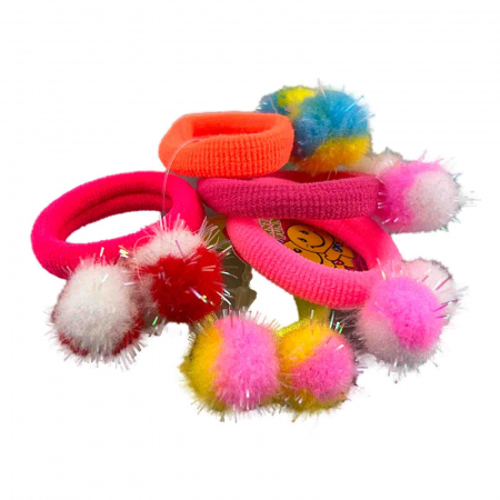 Elastice de par, cu cicuri si pompoane, 5 buc/set - Micostore.ro [1]