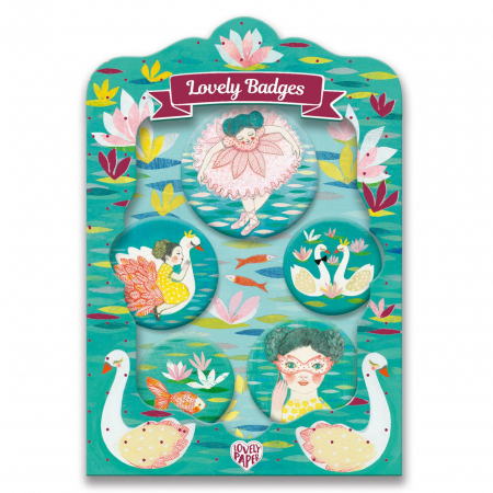 Accesorii, Ochelari, Ceasuri, ETUI, Portofel, Gentute - Set 5 Insigne copii, fete, Balerina, Djeco