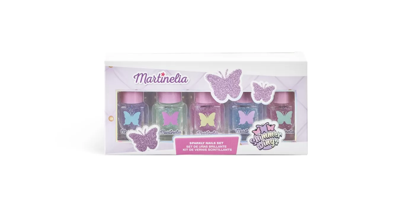 Jucării și Jocuri pentru copii - Set 5 lacuri de unghii cu sclipici Shimmer Wings, Martinelia, varsta de la 3 ani la +15 ani