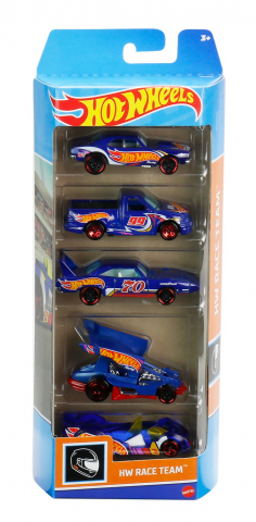 Mașinuțe copii, Camioane de Jucărie - Set 5 masini hot wheels race team, varsta de la 3 ani la 12 ani