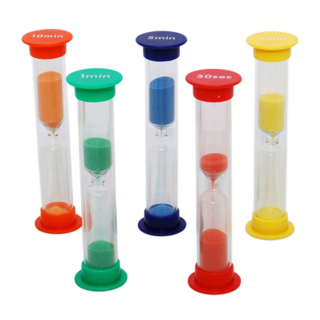 Jucării STEM, Știință şi Experimente - Set 5 mini clepsidre cu cronometrare diferita, TickiT