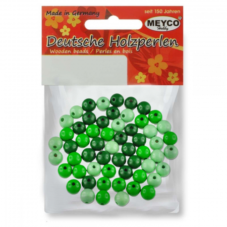 Art & Craft si Artizanat - Set margele din lemn rotunde, mix 3 culori, 56 buc/set, Verde