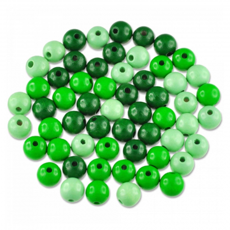 Set margele din lemn rotunde, mix 3 culori, 56 buc/set, Verde [1]