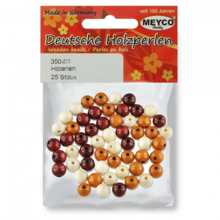 Art & Craft si Artizanat - Set margele din lemn, cu nuante de maro diferite, 56 buc, Meyco