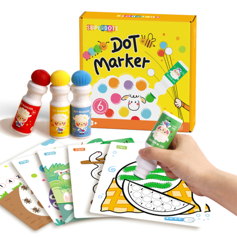 Carioci Do a Dot - Set 6 Carioci Art Dot Lavabile, Non-toxice, Varf 18mm, Erasable Art Markers