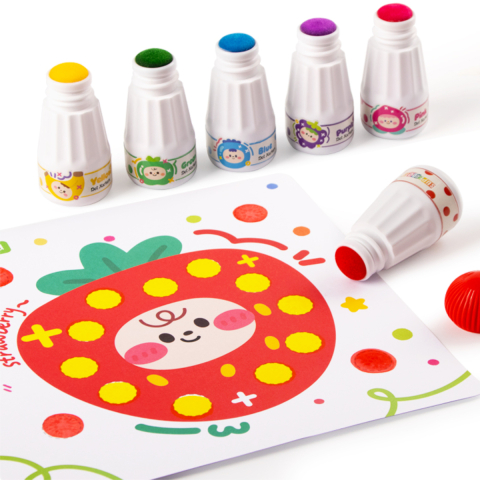 Set 6 Carioci Do a Dot cu Parfum Fructat, Markere Lavabile, 25ml, Varf 18mm, Include 12 Carduri si 3 Role Desen [4]