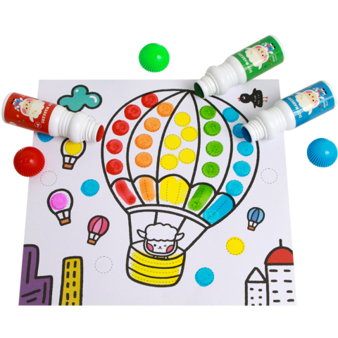 Carioci Do a Dot - Set 6 Carioci Do a Dot, Varf 18mm, 40ml, Materiale Ecologice, Desen Creativ pentru Copii