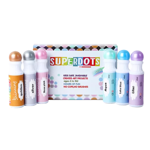 Art & Craft si Artizanat - Set 6 Carioci Dot Graffiti Flash, Markere Lavabile pentru Educatie Timpurie si Desen