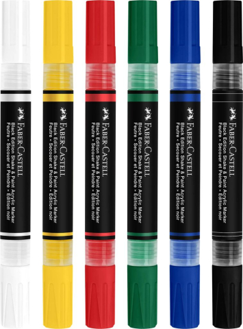 Set 6 markere acrilice shake&paint culori clasice faber-castell [2]