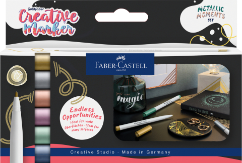 Birotică și Papetărie - Set 6 markere creative goldfaber culori metalizate 1.5mm faber-castell