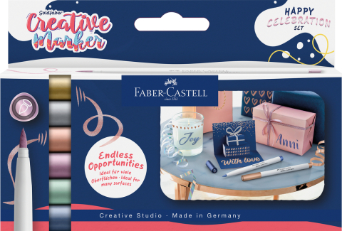Birotică și Papetărie - Set 6 markere creative goldfaber culori metalizate happy celebration faber-castell
