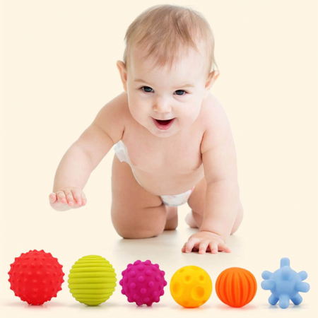Set 6 mingi senzoriale bebe, moi cu diferite texturi grasping ball. [2]