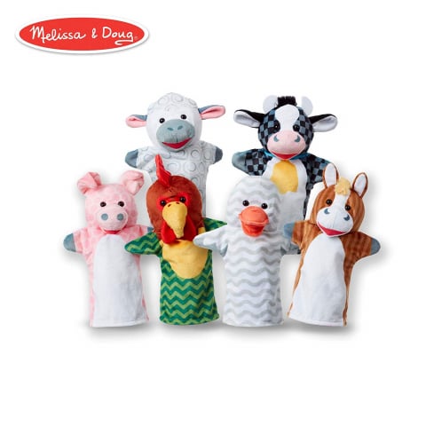 Jucării și Jocuri pentru copii - Set 6 papusi de mana Animale de la ferma - Melissa & Doug