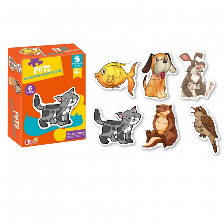 Set 6 puzzle - uri pentru bebelusi cu 2 si 3 piese mari, animale