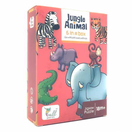 Set 6 puzzle - uri pentru bebelusi din 2 piese, animale din jungla