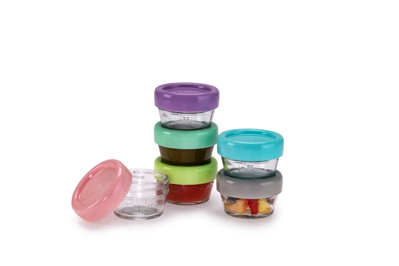 Bucătărie & Servire - Set 6 recipiente sticla pentru hrana bebe, melii, 59 ml