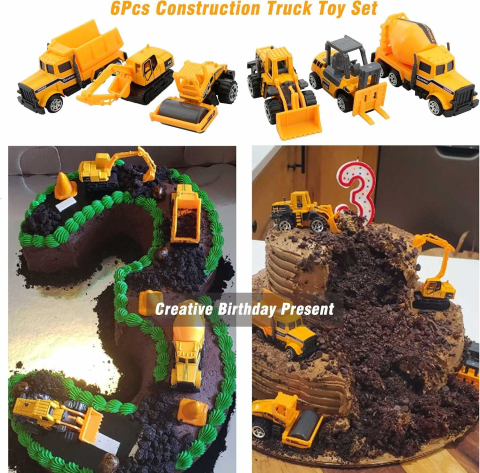 Set utilaje constructii copii, 6 vehicule santier, excavator, buldozer, scara 1:64 [2]