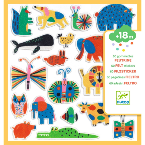 Set 60 stickere din fetru - Animale Vesele, Djeco Baiat, Fata, varsta 3 - 6 ani, 6 - 9 ani [4]