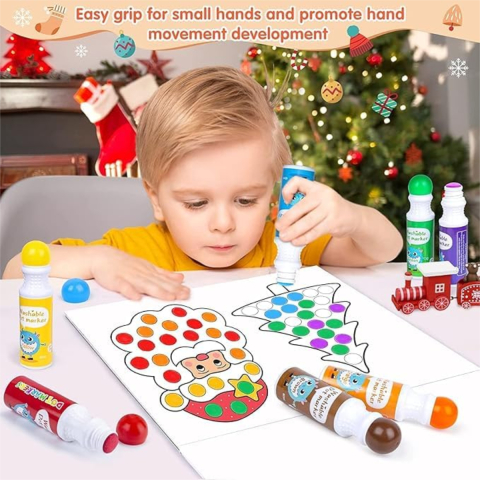 Set 8 Carioci Dots, Markere Lavabile 60ml, Activitati Prescolare pentru Copii, Varsta 4-6 Ani+ [1]