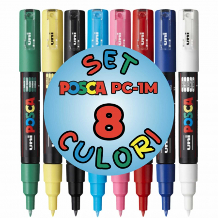 Culori acrilice - Set 8 Carioci POSCA, Marker 0.7-1 MM, PC-1M - Micostore.ro